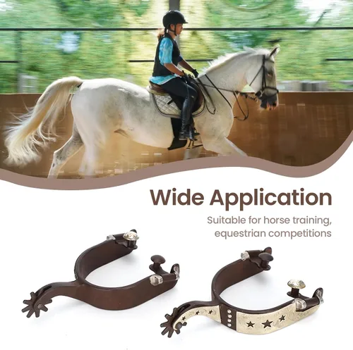 Vista 6 de Jeanoko Espuelas de vaquero para hombres/mujeres, equitación a caballo, botas de espuelas de acero de bajo carbono, escultura de mano, elegante