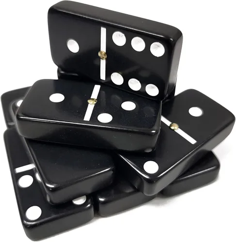 Vista 7 de Marion & Co. Dominó Doble Seis 6 Azulejos Negros Tamaño Jumbo de Torneo Profesional con Giradores en Bolsa Elegante de Terciopelo Negro