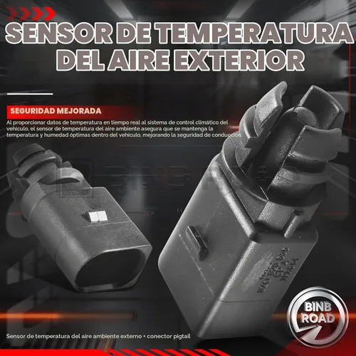 Vista 3 de Sensor de temperatura del aire ambiente exterior con enchufe compatible con Audi A4 A6 A7 Q5 Q7 compatible con VW Golf Jetta Passat