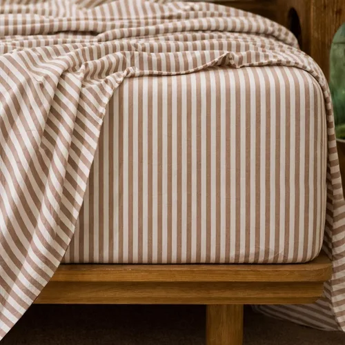 Vista 46 de MooMee Sábana bajera ajustable únicamente, 100% algodón lavado con textura tipo lino, transpirable, duradera, suave, cómoda, bolsillo profundo se