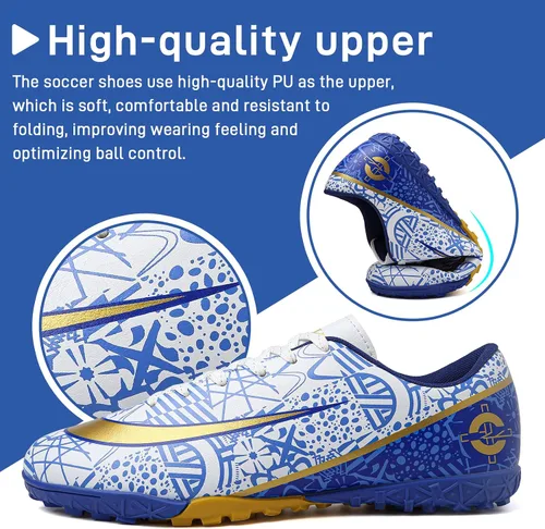 Vista 2 de GRESKY Tacos de fútbol para hombre y mujer, zapatos de fútbol para interiores y exteriores AGTF