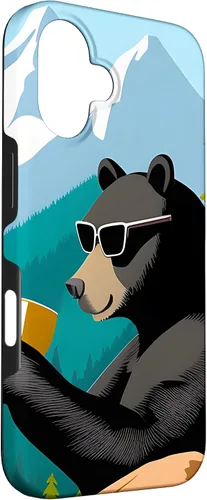 Vista 3 de iPhone 16 Bear Enjoying A Coffee Case