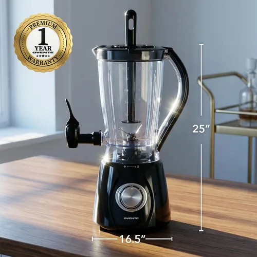 Vista 6 de OVENTE Máquina Margarita y máquina de bebidas congeladas con potencia de 350 W, dispensador de boquilla fácil, hoja de acero inoxidable, licuadora