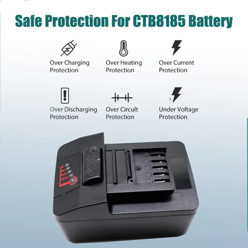 Vista 3 de CNBY® CTB8185 CTB7185 Batería de 18 V 4 Ah con cargador CTC720, reemplazo para batería CTB8185 a presión CTB8185 CTB8187 CTB7175 / CT8850 CT7850