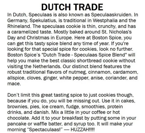 Vista 5 de Boston Spice Dutch Trade Speculaas Speculoos Mezcla de condimentos para hornear para galletas, pasteles, panqueques, helado, café, postre, molino