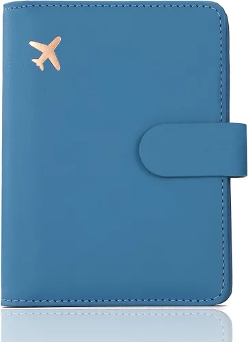 Vista 14 de Melsbrinna Funda de cuero prémium para pasaporte, impermeable, con bloqueo RFID, cartera de viaje con soporte para bolígrafo, bonito libro