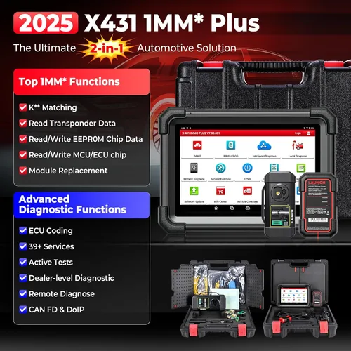 Vista 2 de Launch Scanner X431 1MM* Plus Car Tool with X-PROG3 (Valued $800), Engine/Gearbox ECU Clé, All-in-One Diagnostic Tool, ECU Coding as PAD, 39+