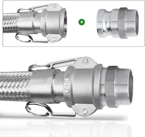 Vista 5 de TAISHER 2 accesorios de manguera de aluminio tipo F global, enchufe de 1-1/2 pulgadas x 1-1/2 pulgadas NPT macho