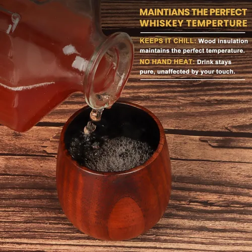Vista 5 de BearSkill Vaso de madera carbonizada de bourbon para beber, vaso de whisky, regalos de bourbon para hombres, vaso de madera a la antigua, gran