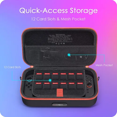 Vista 5 de VAWVVA Charging Case for Nintendo Switch 2 - Travel Carrying Bag with Built-in 20000mAh Battery, 35W Magnetic USB-C Output & Adjustable Shoulder