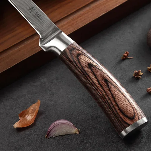 Vista 9 de Wakoli EDIB - Cuchillo deshuesador de damasco, hoja de precisión de 5.7 pulgadas, cuchillo de cocina profesional con núcleo VG10, mango ergonómico