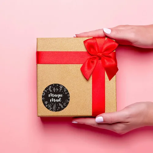 Vista 3 de Littlefa Linda etiqueta engomada mágica del correo, pegatinas negras mágicas de la pequeña empresa para la pequeña empresa del envío del paquete