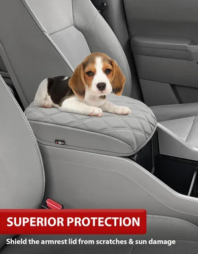 Vista 3 de KBH Funda para reposabrazos de consola central para Honda Pilot 2009-2015, accesorios interiores de cuero de vinilo, protector de cojín con bolsillo