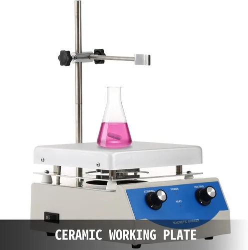 Vista 4 de Agitador magnético eléctrico mezclador de placa caliente con barra de agitación laboratorio químico bioloicgal médico (101.4 fl oz 0-1600 rpm)