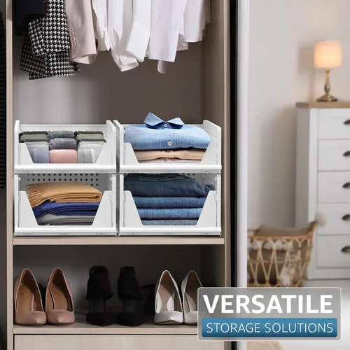 Vista 5 de Sorbus Organizador de estantes – Organizador de estante de armario para ropa, armario, baño, cocina, garaje – Cestas organizadoras de estantes