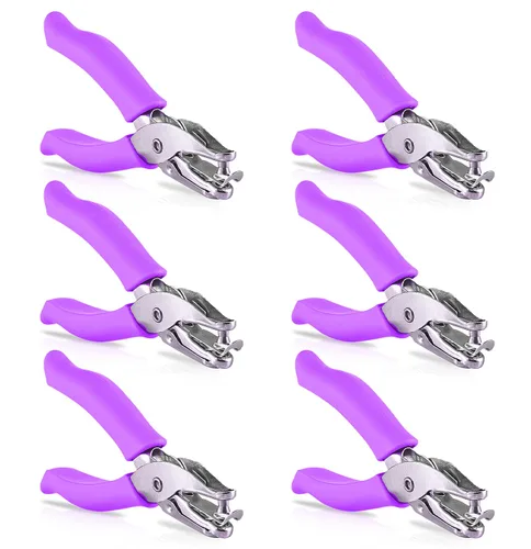Vista 10 de Enday - Perforadora perforadora de agujeros de 1/4 pulgadas con asas de agarre suave para papel y manualidades, forma de círculo redondo, para niños