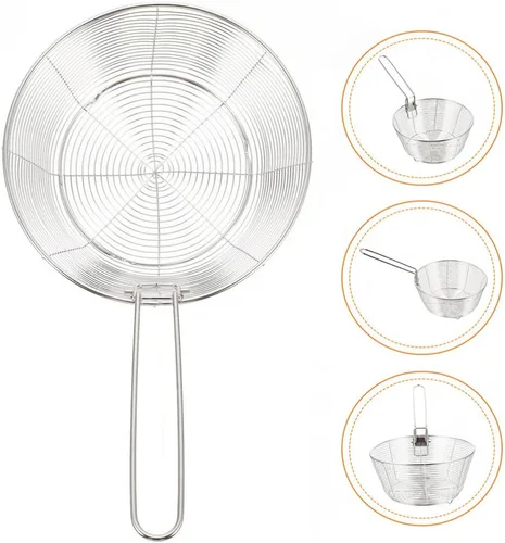 Vista 5 de Luxshiny Cesta de freír de alambre de metal, cesta para patatas fritas, asa resistente para un fácil manejo