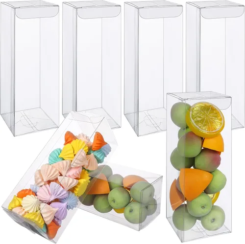 Vista 8 de 50 cajas de almacenamiento de plástico transparente PET caja de regalo transparente recipientes vacíos rectangulares cubos dulces chocolate galletas