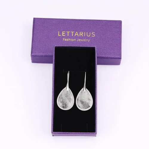 Vista 6 de Aretes colgantes de piedra natural con piedra natal curativa