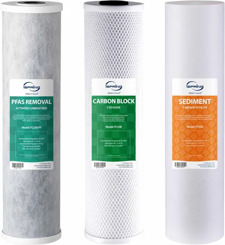 Vista 33 de iSpring F2WGB22B Juego de repuesto de filtro de agua de 2 etapas de 4.5 x 20 pulgadas para toda la casa con cartuchos de bloque de sedimentos