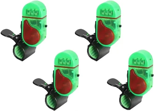 Vista 2 de Alarma de mordedura de pesca con luz LED, alarma inteligente para mordeduras de peces, campana de alerta de sonido con luces LED, alarmas de pesca