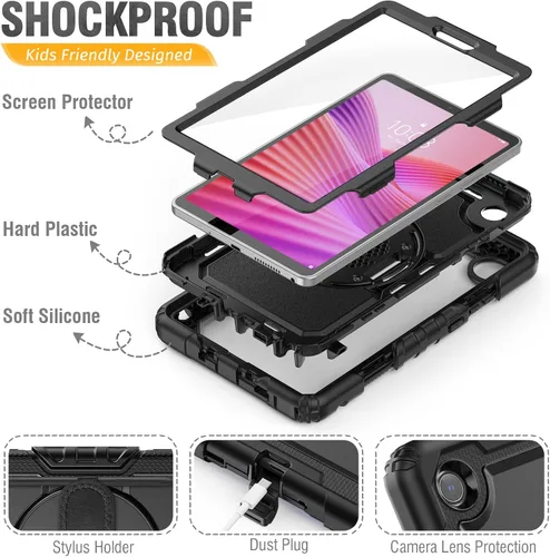 Vista 8 de HXCASEAC Funda para Lenovo Tab One de 8.7 pulgadas (TB-305FU) con protector de pantalla, soporte para bolígrafo, correa de mano, soporte ajustable
