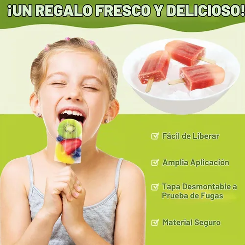 Vista 6 de Moldes de paletas de 10 cavidades con 50 piezas de palitos de paletas sin Verde