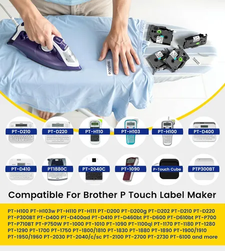 Vista 3 de TZe-FA231 - Cinta de etiquetas de tela termoadhesiva compatible con Brother P Touch TZeFA231 de 0.472 in 0.47 pulgadas para PT-D210 PT-D400 PT-H100