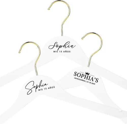 Vista 8 de Andaz Press Percha de novia personalizada, madera blanca de primera calidad para vestido de novia, vestidos de dama de honor, fiesta nupcial, regalo