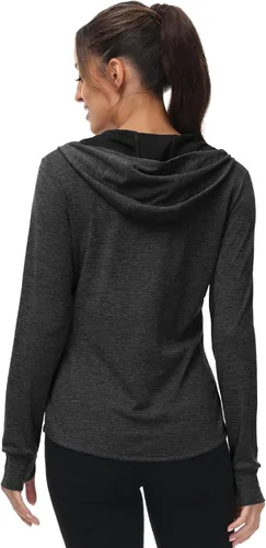 Vista 46 de TBMPOY Chaquetas con capucha y protección solar UPF 50+ para mujer, ligeras, de manga larga, para senderismo, exteriores, con cremallera completa
