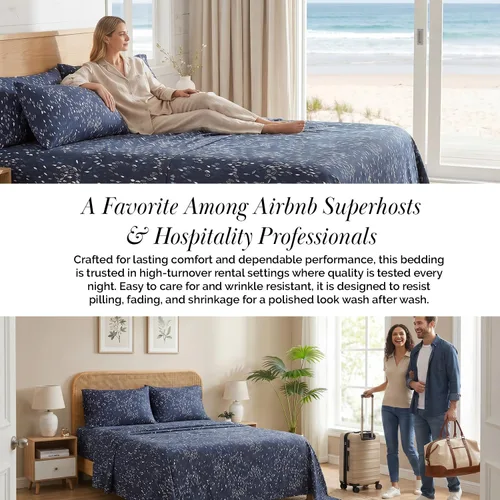 Vista 305 de Southshore Fine Living, Inc. Colección Winter Brush, juego de sábanas de 3 piezas para cama individual, sábana bajera con bolsillo profundo de 14