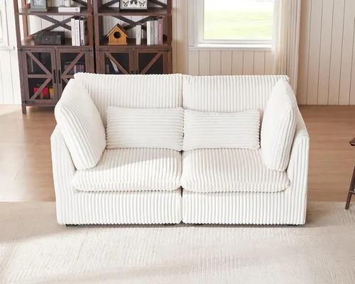 Vista 49 de Sofá Modular de Tamaño Grande, Sofá Seccional de Chenilla Cloud Extra Profundo con Chaise Otomana, Sofá Cama de Chenilla Esponjosa de 5 Asientos
