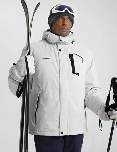 Vista 4 de GEMYSE Chaqueta impermeable de esquí de montaña para hombre, chaqueta de lluvia resistente al viento