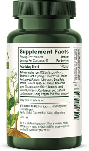 Vista 9 de Banyan Botanicals Vata saludable orgánico – Suplemento de puesta a tierra y estabilidad – con Ashwagandha, Shatavari y Mucuna – Apoyo natural