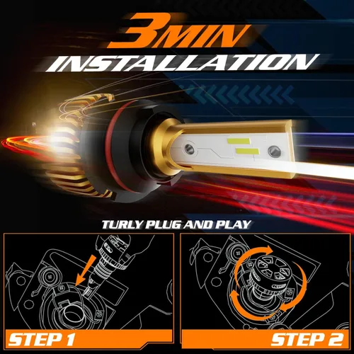 Vista 9 de M-AUTO Bombillas LED 9007 para faros delanteros, luz LED HB5 6000LM por juego 6500K blanco frío, instalación Plug and Play, paquete de 2