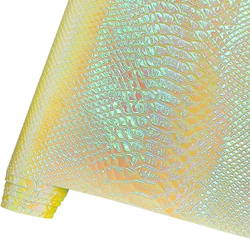 Vista 8 de HYANG - Hojas holográficas de piel sintética azul con estampado de serpiente, muy adecuadas para hacer manualidades, bolsos, aretes de cuero, lazos