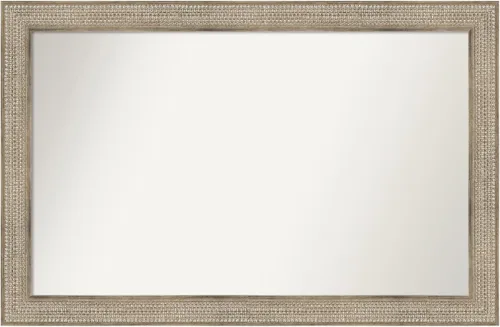 Vista 218 de Amanti Art Espejo de baño plateado para sobre fregadero, 26 x 26 pulgadas, espejo cuadrado de níquel pulido, marco de madera tradicional mediano, se