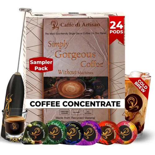 Vista 7 de Caffè di Artisan Cápsulas de café líquido de una sola porción que cambian el juego – Brezè – Tostado oscuro Intensidad – Fuerte, sin máquina. Todo