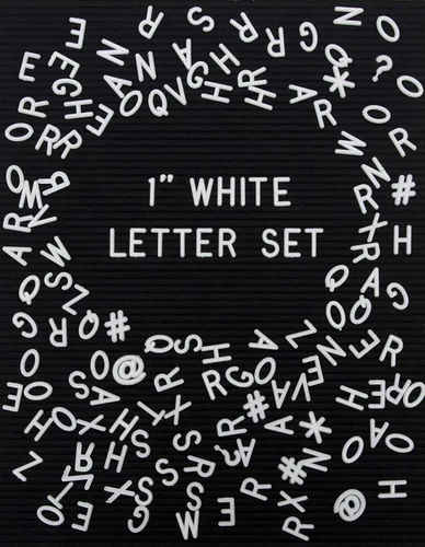 Vista 9 de Felt Like Sharing Letras de plástico para tablero de letras (letras blancas - 1/2 pulgada, 326 piezas) - Personajes y símbolos intercambiables