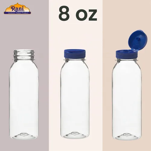 Vista 6 de Rani - Botellas de plástico transparente Botella PET de 8 onzas con tapas abatibles Sin BPA Uso doméstico y comercial, recipientes