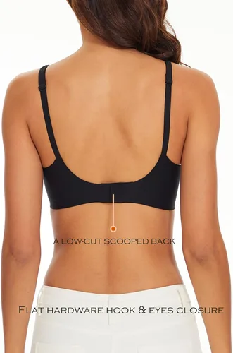 Vista 5 de Brasier sin varillas sin costuras para mujer, brasier invisible en V profundo con relleno extraíble