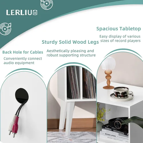 Vista 28 de Lerliuo - Soporte para tocadiscos, soporte para tocadiscos negro con capacidad para hasta 160 álbumes
