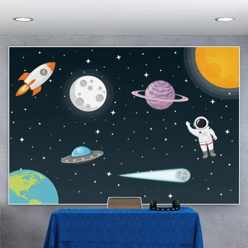 Vista 5 de Renaiss Fondo de espacio exterior de 5 x 3 pies, universo galaxia, cielo estrellado, astronauta, cohete, planeta, fiesta, fondo de fotografía
