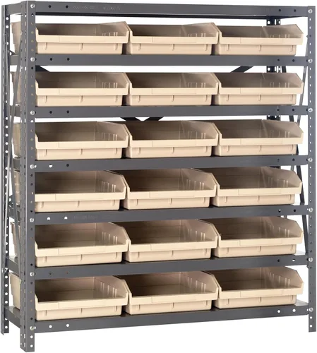 Vista 61 de Quantum QSBU-245BK Heavy Duty Shelving Unit with (7) Shelves and (24) QUS245 Black Bins for Garage Warehouse Storage Distribution 400 lb Load
