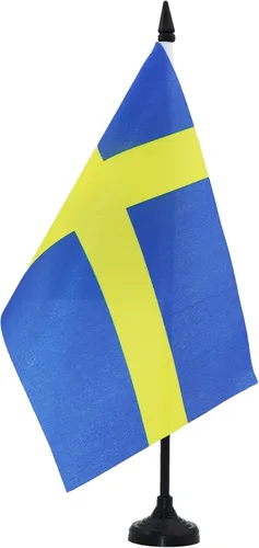 Vista 126 de AZ FLAG Aland Table Flag 4x6 in 100D Polyester Plastic Base Indoor use Finnish 15x10 cm desk flag stitched finish with reinforced edges with