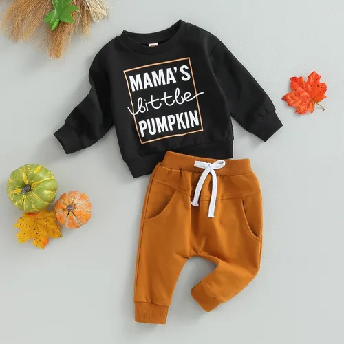 Vista 2 de Ropa para el día de San Valentín para bebé, sudadera de manga larga con letras, pantalones deportivos elásticos para otoño e invierno