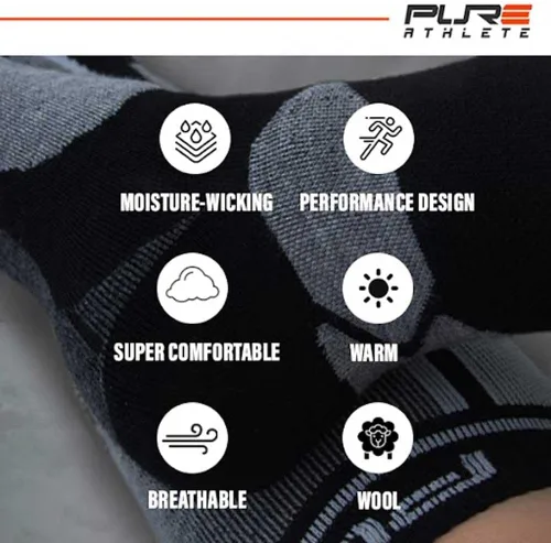 Vista 6 de Pure Athlete Calcetines de esquí fabricados en Estados Unidos, calcetines ligeros de lana de alpaca para el invierno para esquiar