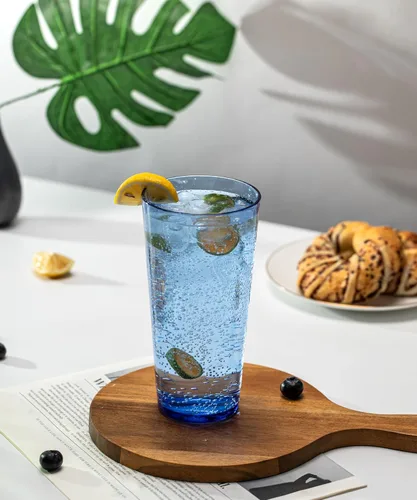Vista 4 de KOXIN-KARLU Mixed Drinkware - Vasos de plástico de 26 onzas, vasos de agua acrílicos, juego de 6 unidades, color azul