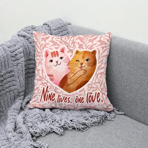 Vista 6 de Fundas de almohada rosas con diseño floral de San Valentín, regalos para mujeres, novias, parejas, amantes de los gatos, divertidas fundas