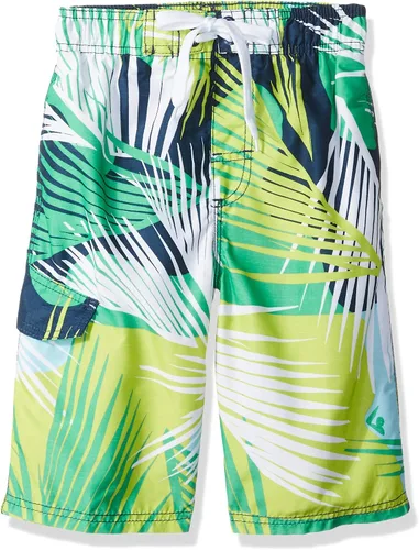 Vista 16 de Kanu Surf Boys' Tahiti Boys Swim Trunks with UPF 50+ Sun Protection-Quick Dry Boys Swimsuit Baja Azul Marino/Verde
